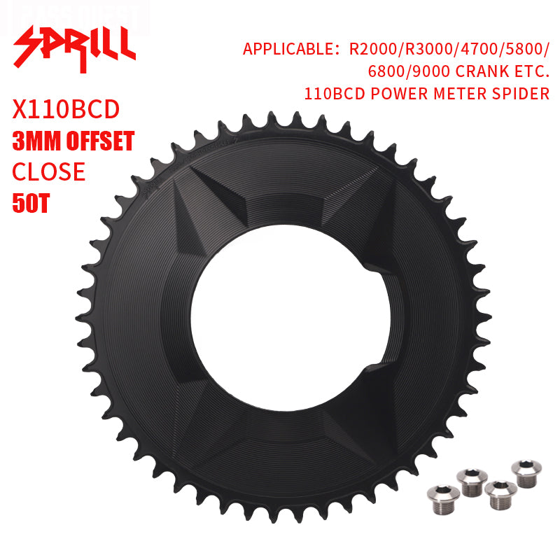 PASS QUEST SPRILL X110BCD-3S 3mm offset (4-bolt AERO) Round Narrow Wide Chainring