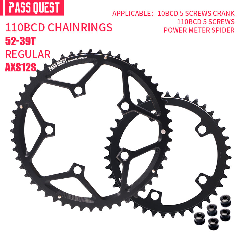 PASS QUEST 2X 110BCD (5-bolt HOLLOW) AXS Sprocket Round Road Bike Foldable Bicycle 12 speed Gravel bik