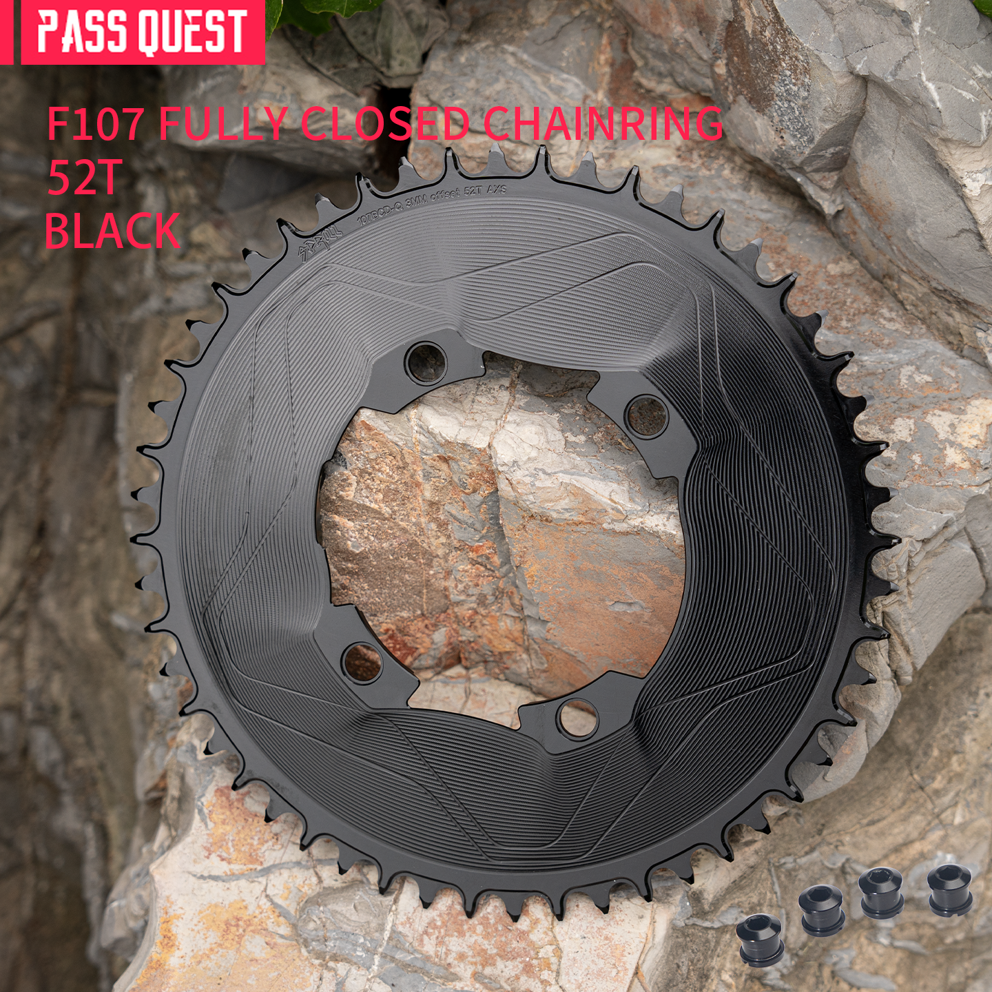 PASS QUEST SPRILL F107BCD 3mm offset AXS (4-bolt AERO) Round Narrow Wide Chainring
