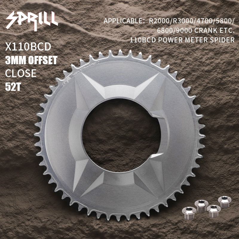 PASS QUEST SPRILL X110BCD-3S 3mm offset (4-bolt AERO) Round Narrow Wide Chainring
