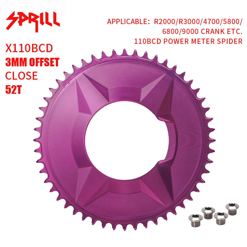 PASS QUEST SPRILL X110BCD-3S 3mm offset (4-bolt AERO) Round Narrow Wide Chainring