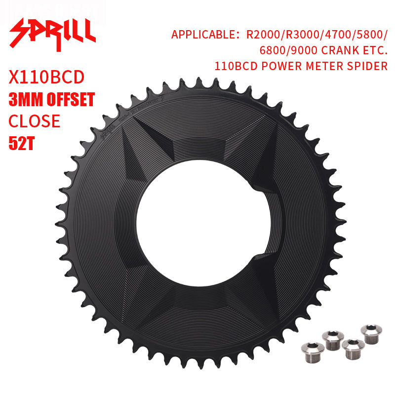 PASS QUEST SPRILL X110BCD-3S 3mm offset (4-bolt AERO) Round Narrow Wide Chainring