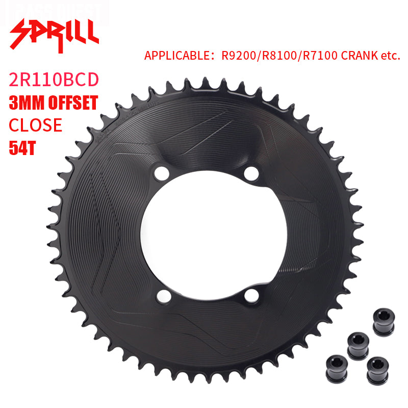 PASS QUEST SPRILL R9200 R8100 R7100 3mm offset (4-bolt AERO) Round Narrow Wide Chainring