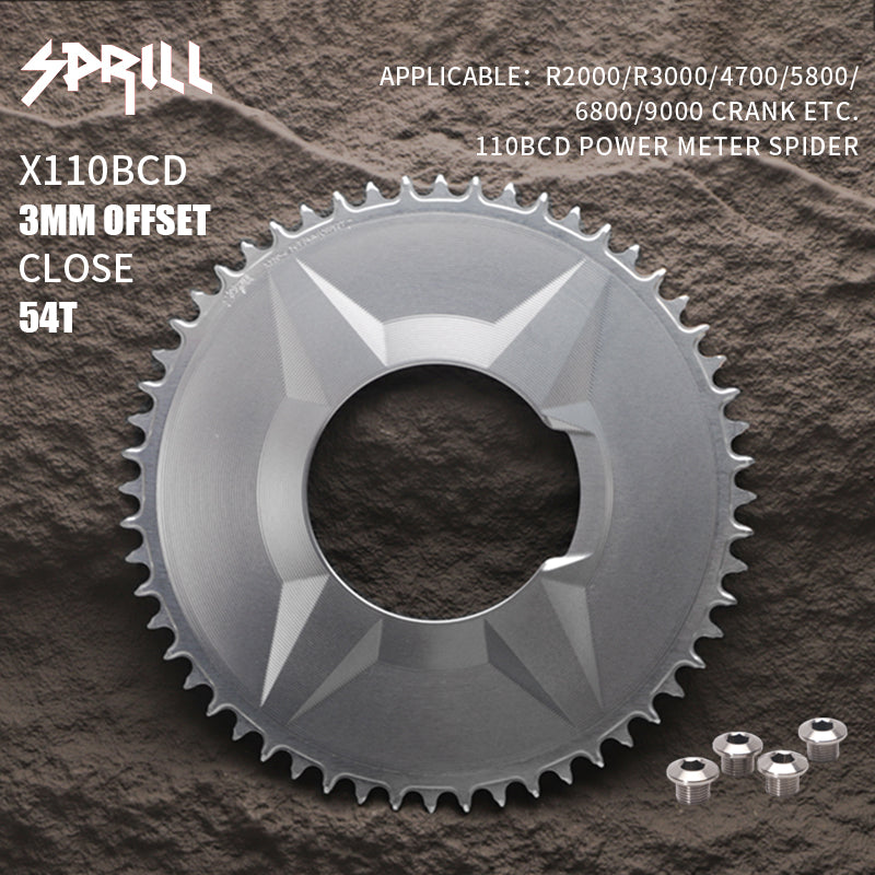 PASS QUEST SPRILL X110BCD-3S 3mm offset (4-bolt AERO) Round Narrow Wide Chainring