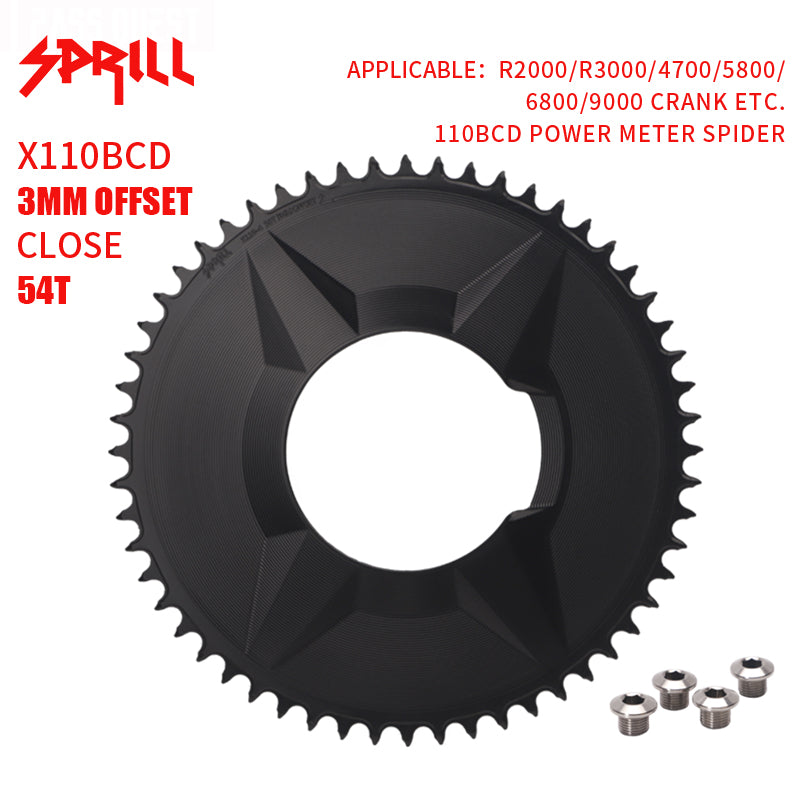 PASS QUEST SPRILL X110BCD-3S 3mm offset (4-bolt AERO) Round Narrow Wide Chainring