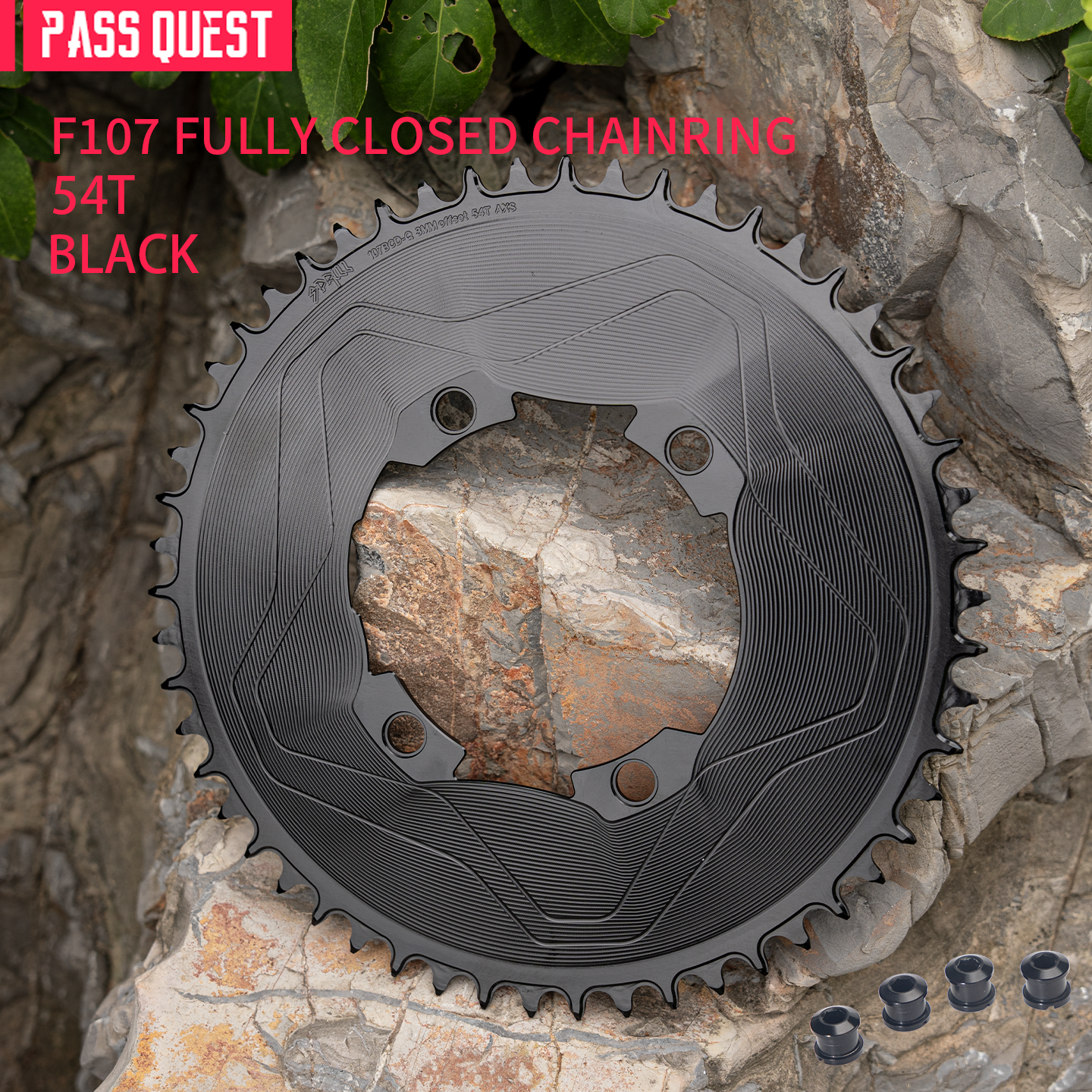 PASS QUEST SPRILL F107BCD 3mm offset AXS (4-bolt AERO) Round Narrow Wide Chainring