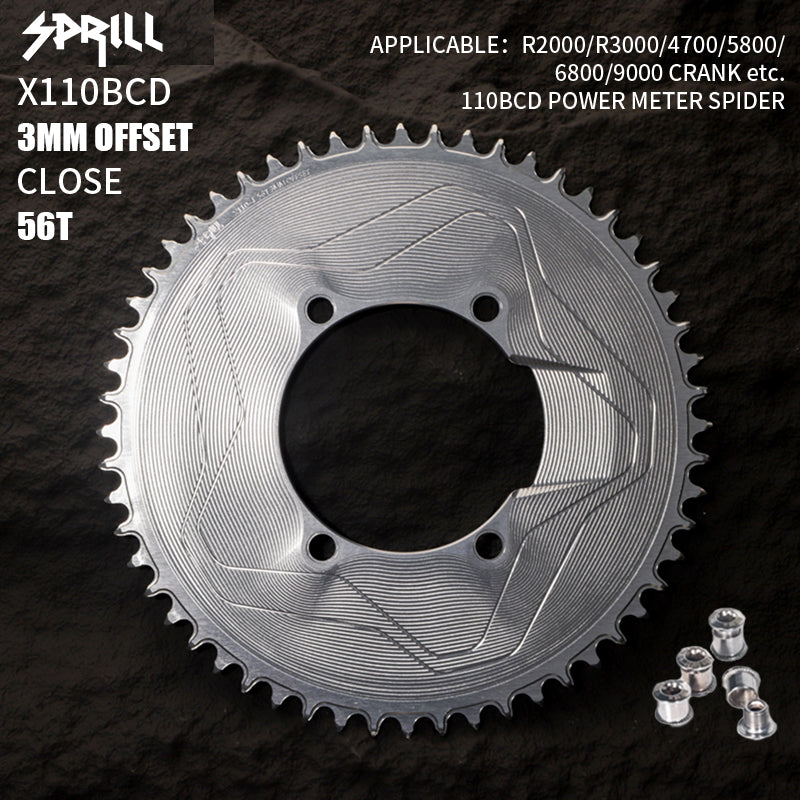 PASS QUEST SPRILL X110BCD 3mm offset (4-bolt AERO) Round Narrow Wide Chainring