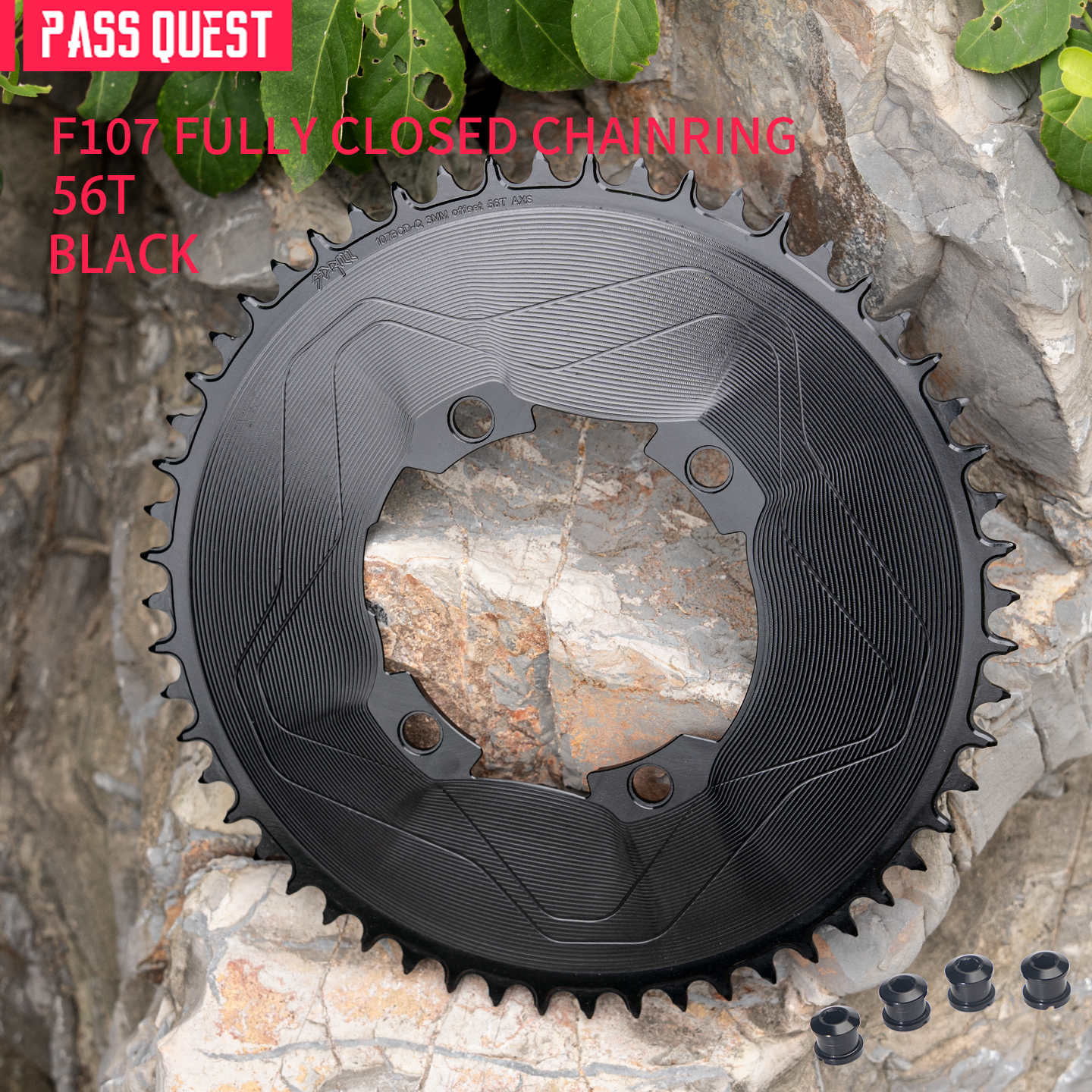 PASS QUEST SPRILL F107BCD 3mm offset AXS (4-bolt AERO) Round Narrow Wide Chainring