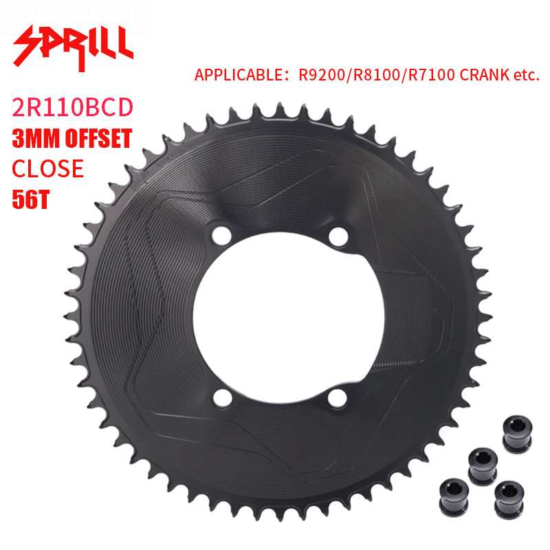 PASS QUEST SPRILL R9200 R8100 R7100 3mm offset (4-bolt AERO) Round Narrow Wide Chainring