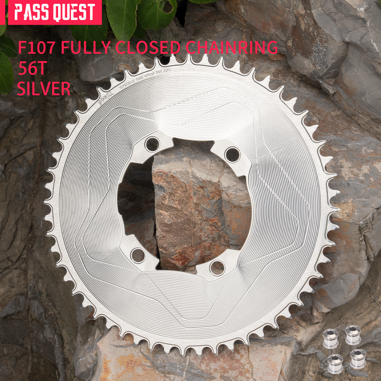 PASS QUEST SPRILL F107BCD 3mm offset AXS (4-bolt AERO) Round Narrow Wide Chainring