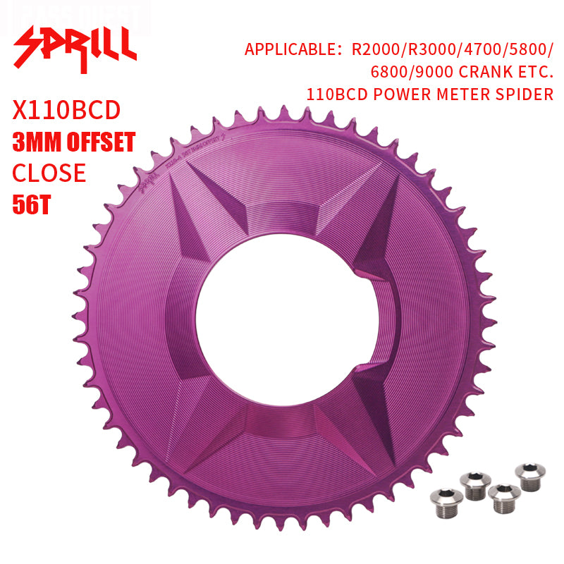 PASS QUEST SPRILL X110BCD-3S 3mm offset (4-bolt AERO) Round Narrow Wide Chainring