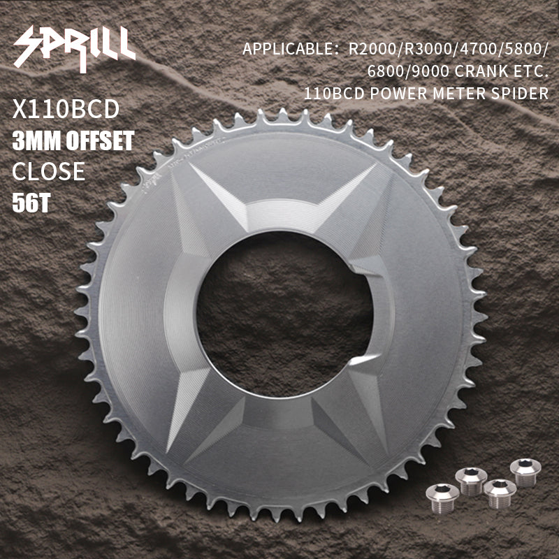 PASS QUEST SPRILL X110BCD-3S 3mm offset (4-bolt AERO) Round Narrow Wide Chainring