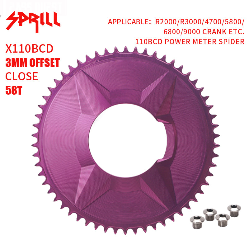PASS QUEST SPRILL X110BCD-3S 3mm offset (4-bolt AERO) Round Narrow Wide Chainring