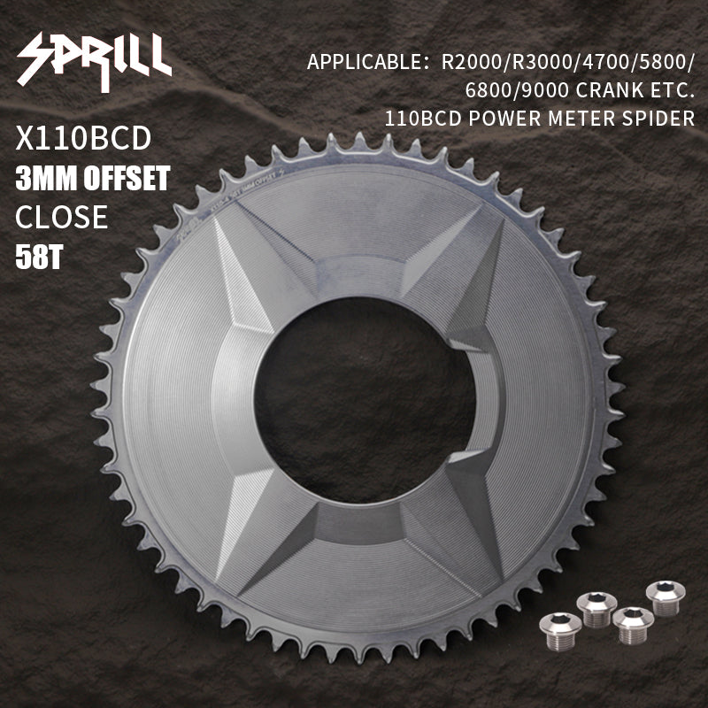 PASS QUEST SPRILL X110BCD-3S 3mm offset (4-bolt AERO) Round Narrow Wide Chainring