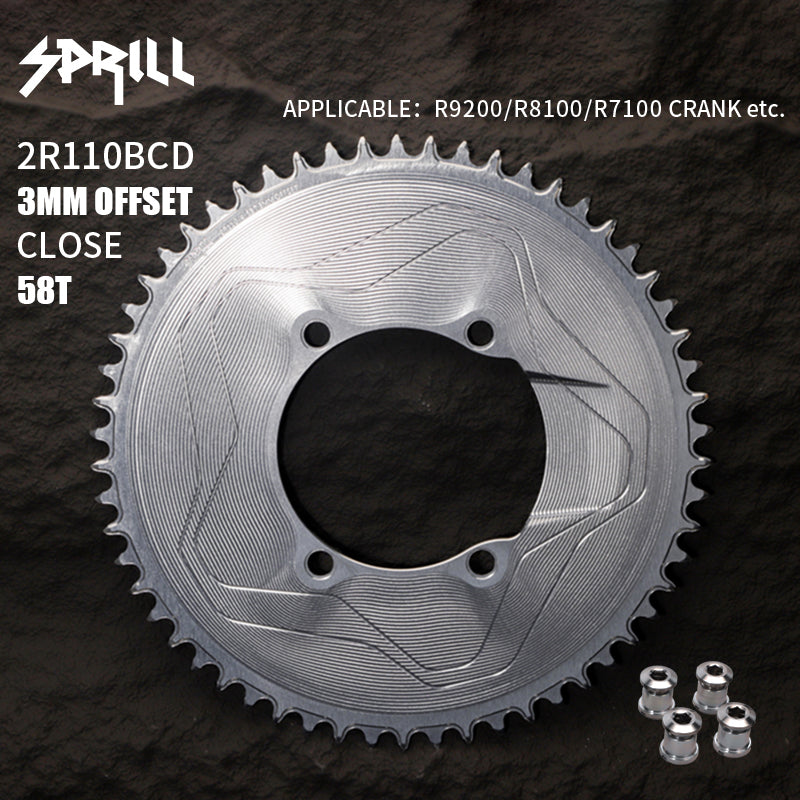 PASS QUEST SPRILL R9200 R8100 R7100 3mm offset (4-bolt AERO) Round Narrow Wide Chainring