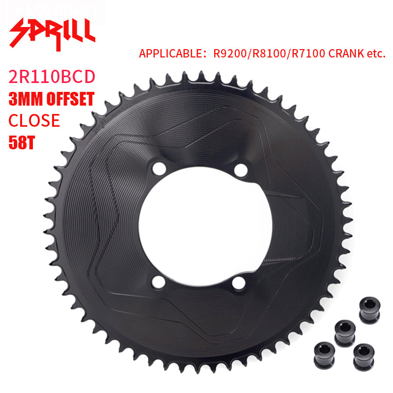 PASS QUEST SPRILL R9200 R8100 R7100 3mm offset (4-bolt AERO) Round Narrow Wide Chainring