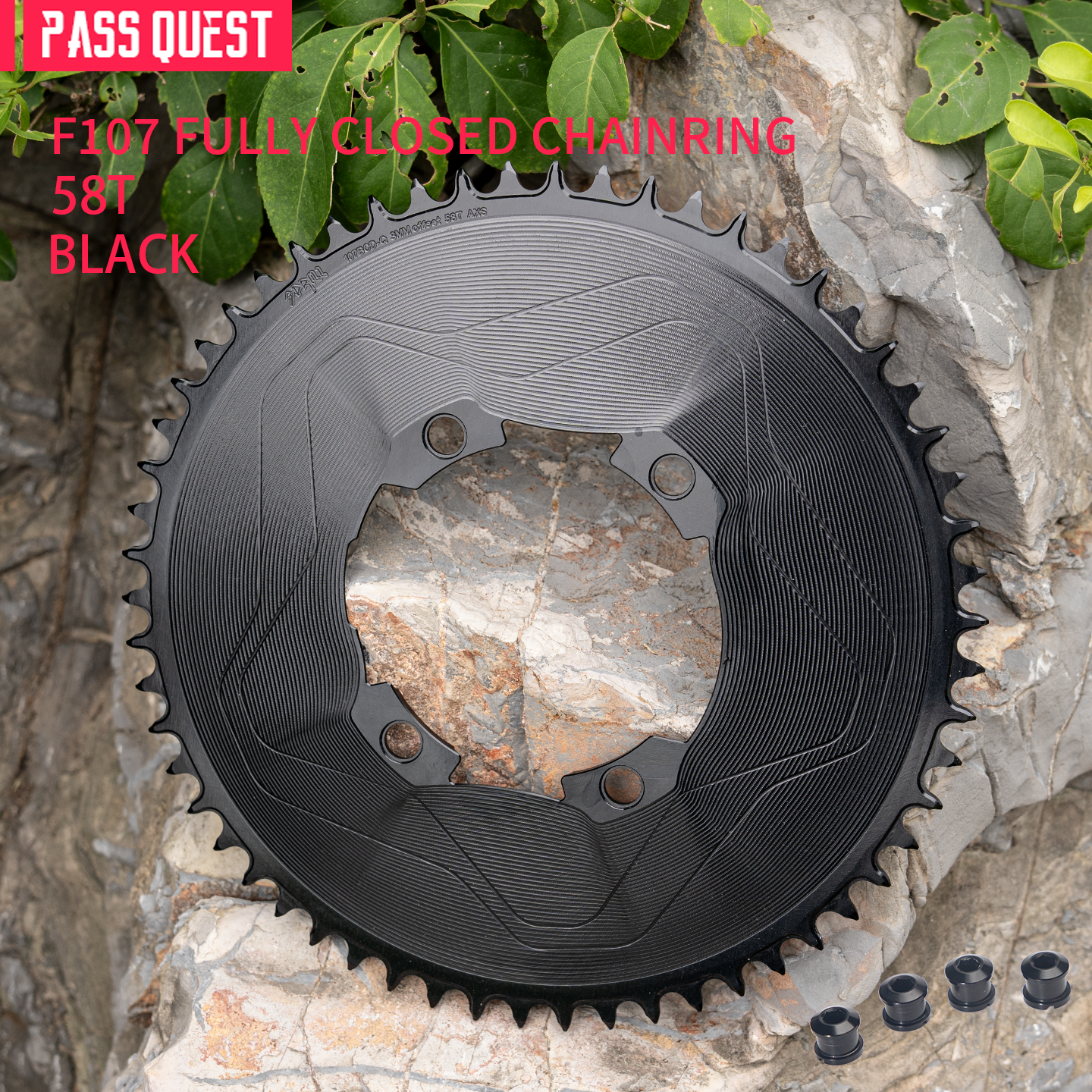 PASS QUEST SPRILL F107BCD 3mm offset AXS (4-bolt AERO) Round Narrow Wide Chainring