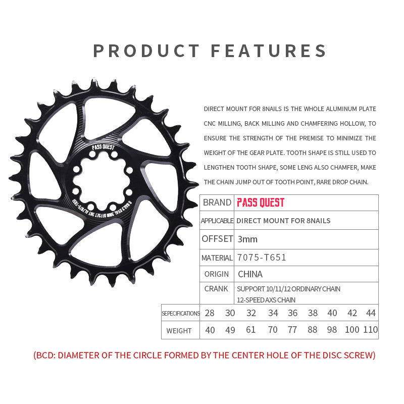 FORCE 8-Peg (3mm offset) Direct Mount Crank Oval XX SL Narrow Wide Chainring