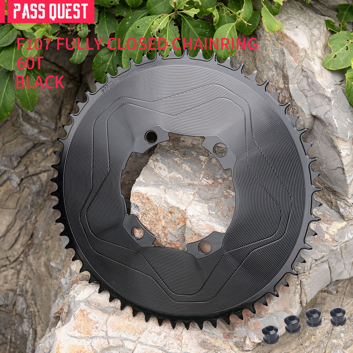 PASS QUEST SPRILL F107BCD 3mm offset AXS (4-bolt AERO) Round Narrow Wide Chainring