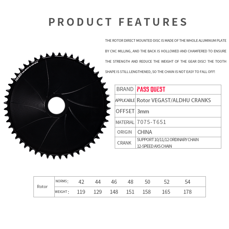 ROTOR (3mm offset ) AERO Round Narrow Wide Chainring