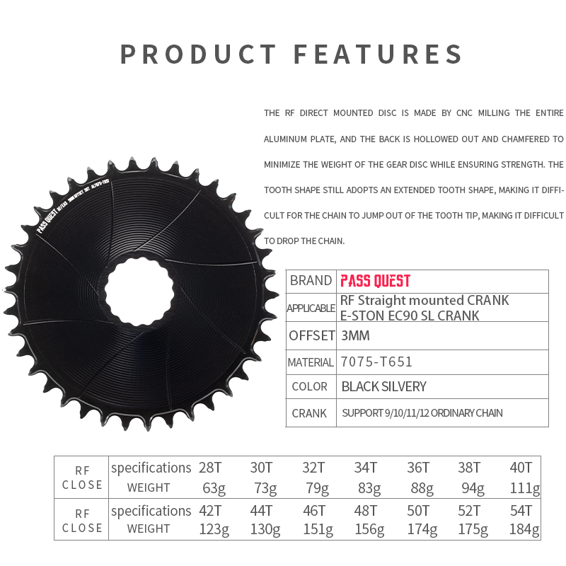 RACE FACE (3mm offset ) AERO Round Narrow Wide Chainring 28-56T