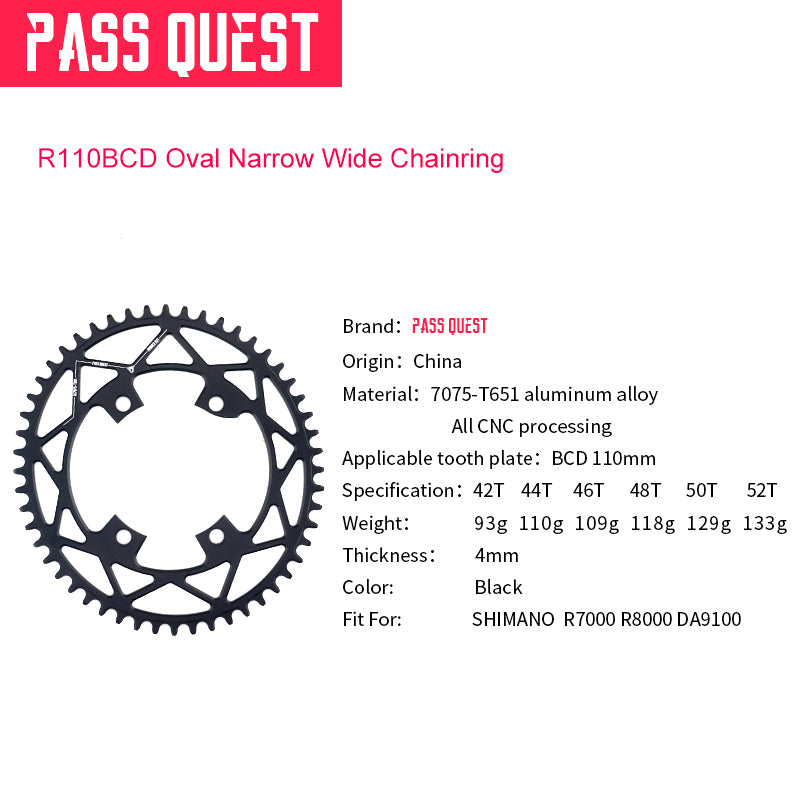 R110BCD (4-bolt ) Oval Narrow Wide Chainring