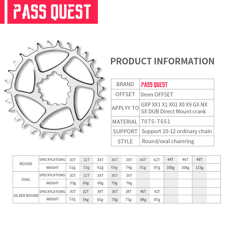 SRAM (0mm offset) Round Narrow Wide Chainring